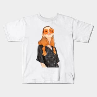 Girl with glasses portrait Kids T-Shirt